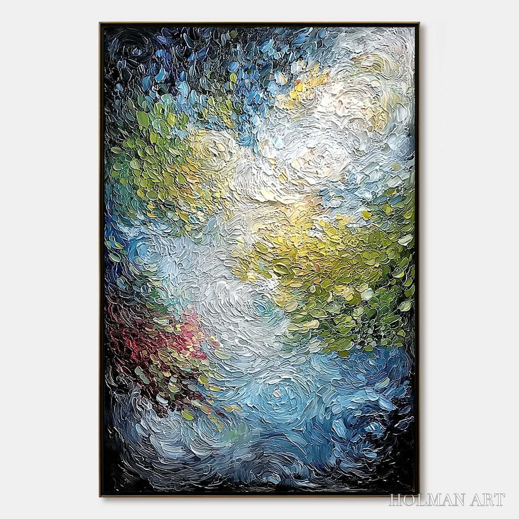 HOLMAN ART Celestial Pond – Heavily Textured Abstract Impasto Oil Painting - image 1