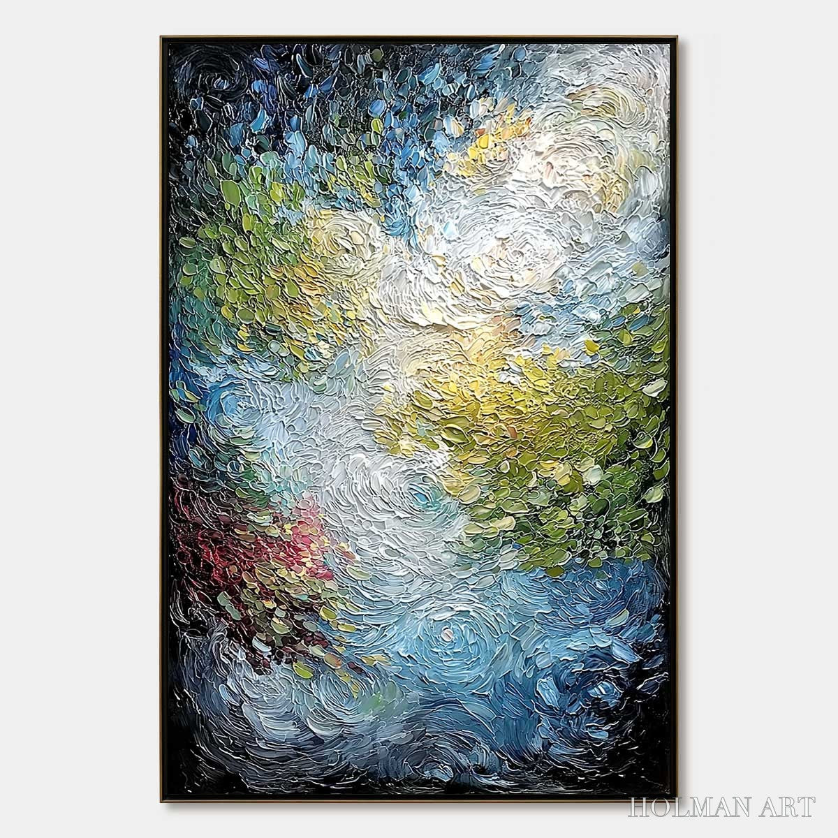 HOLMAN ART Celestial Pond – Heavily Textured Abstract Impasto Oil Painting - image 1