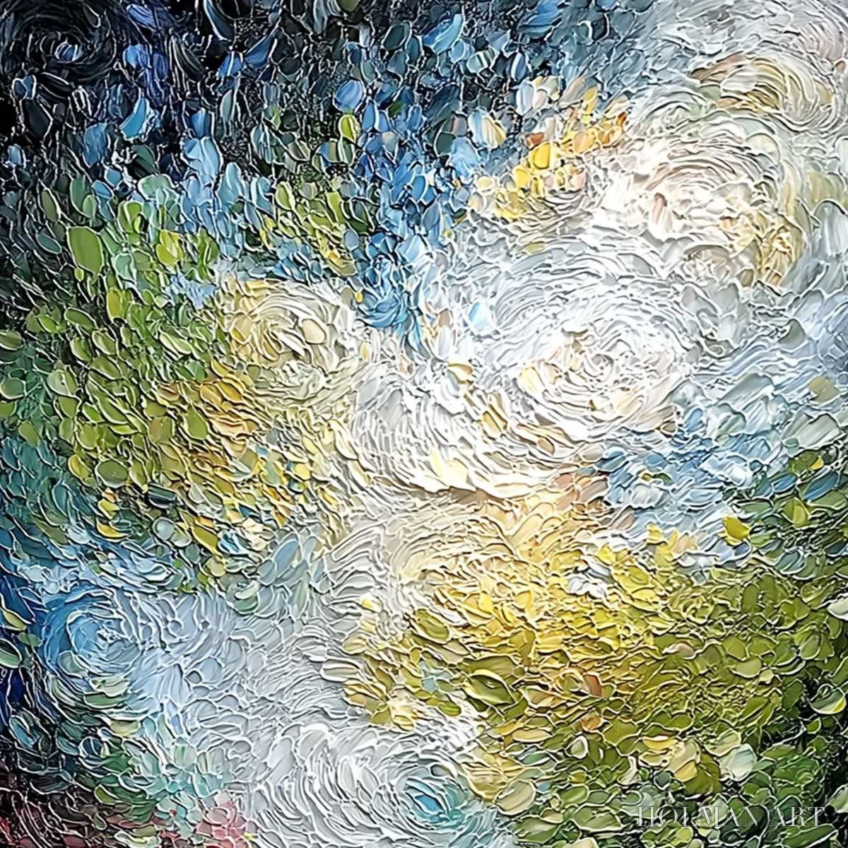 HOLMAN ART Celestial Pond – Heavily Textured Abstract Impasto Oil Painting - image 3