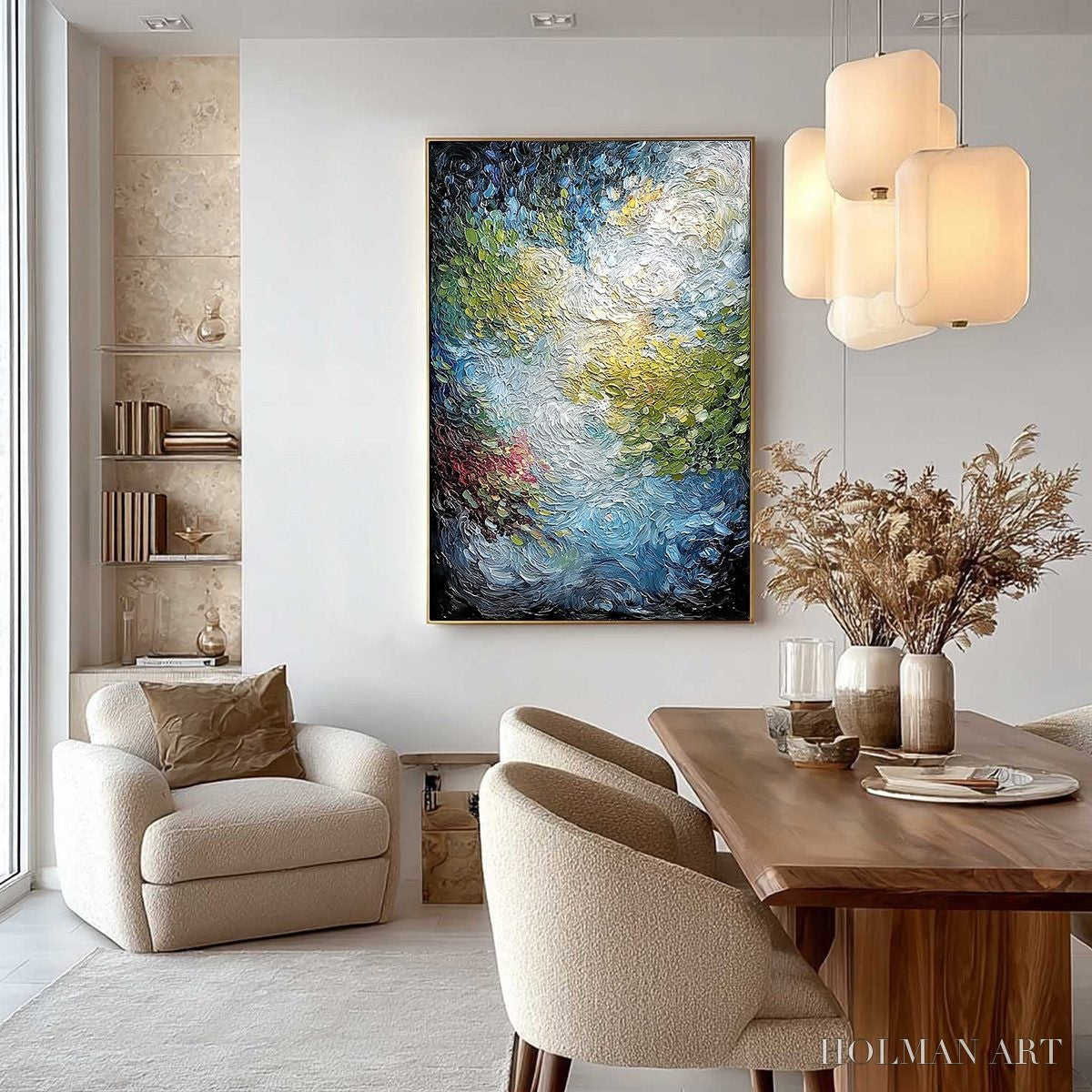 HOLMAN ART Celestial Pond – Heavily Textured Abstract Impasto Oil Painting - image 4
