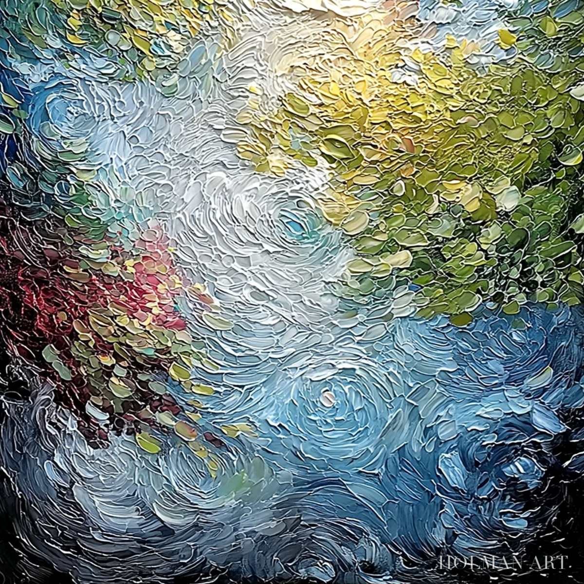 HOLMAN ART Celestial Pond – Heavily Textured Abstract Impasto Oil Painting - image 5