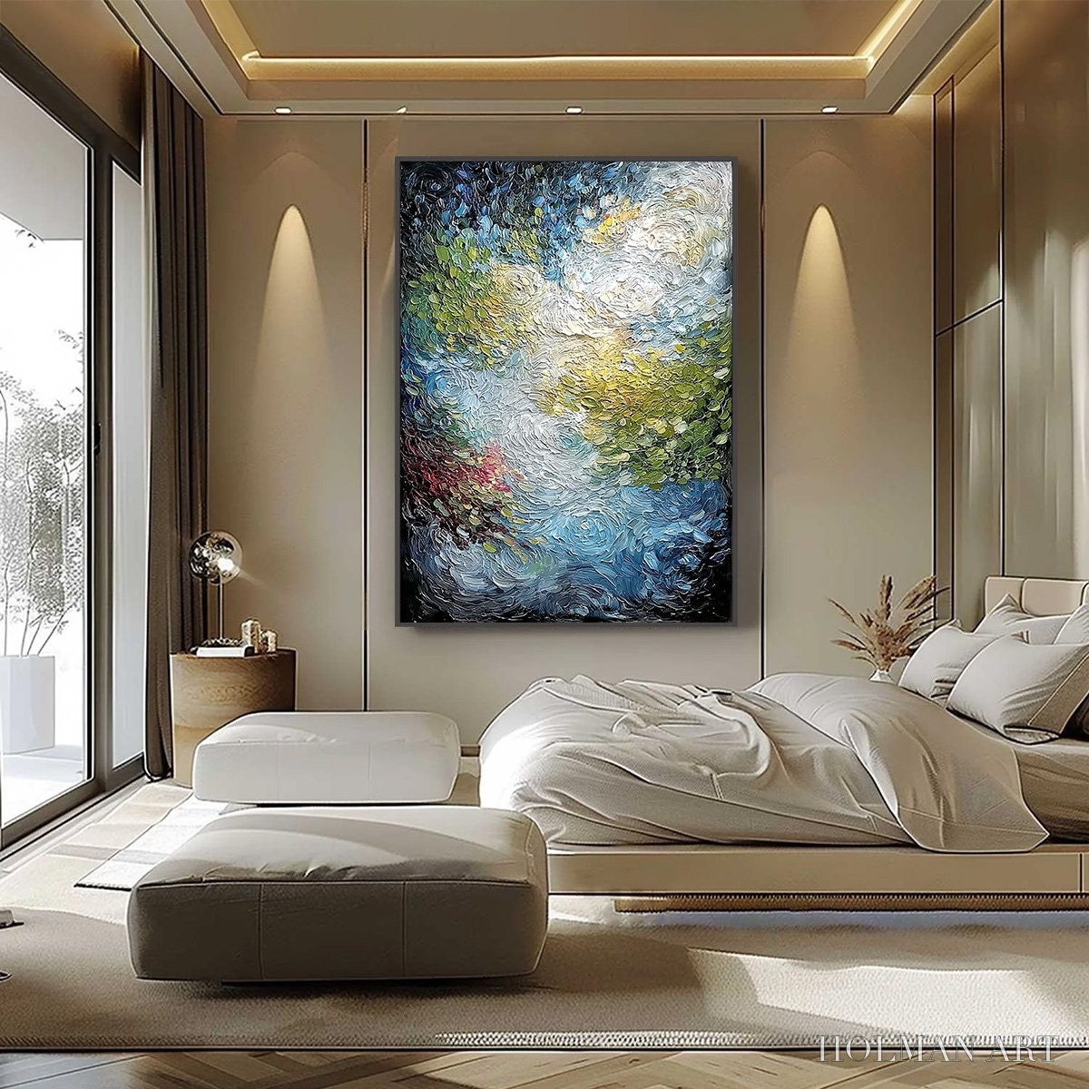 HOLMAN ART Celestial Pond – Heavily Textured Abstract Impasto Oil Painting - image 6