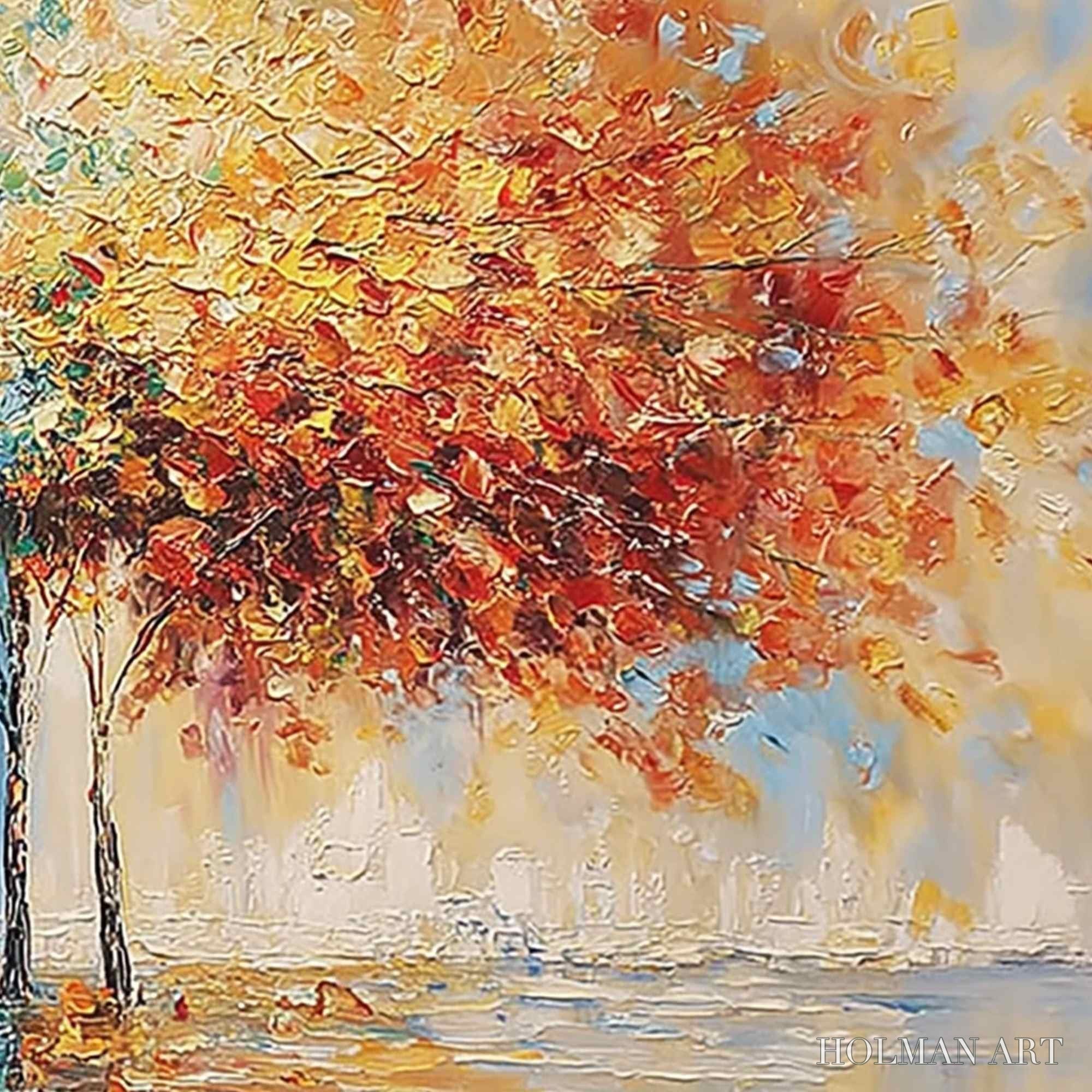 HOLMAN ART Harmony in Transition – Colorful Palette Knife Tree Landscape Oil Painting - image 5