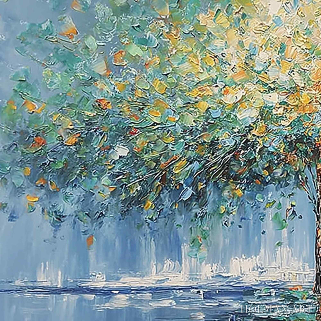 HOLMAN ART Harmony in Transition – Colorful Palette Knife Tree Landscape Oil Painting - image 3