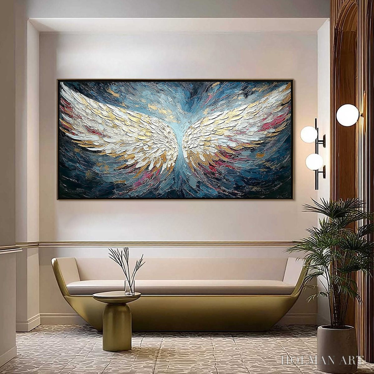 HOLMAN ART Celestial Ascent – Heavily Textured Abstract Angel Wings Oil Painting - image 2