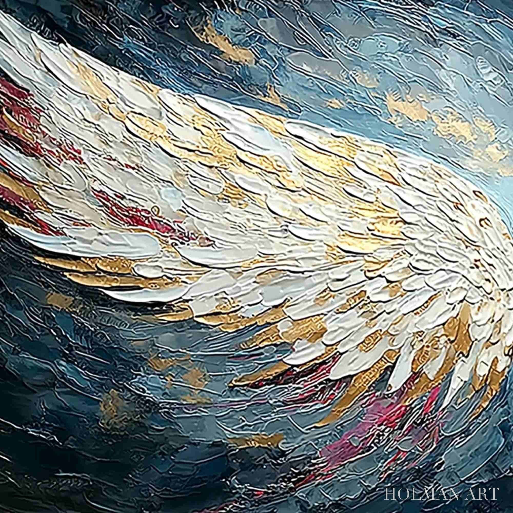 HOLMAN ART Celestial Ascent – Heavily Textured Abstract Angel Wings Oil Painting - image 3