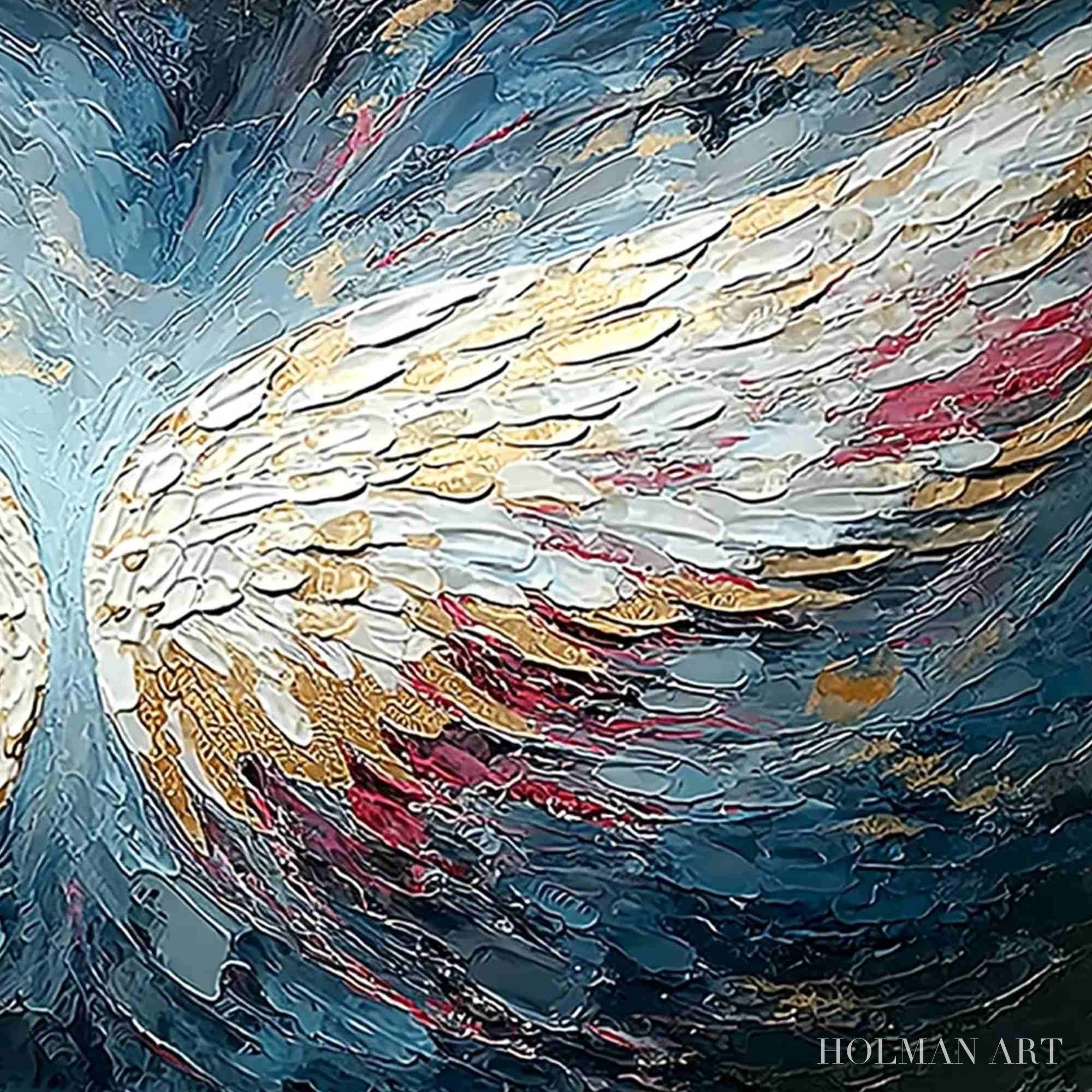 HOLMAN ART Celestial Ascent – Heavily Textured Abstract Angel Wings Oil Painting - image 5