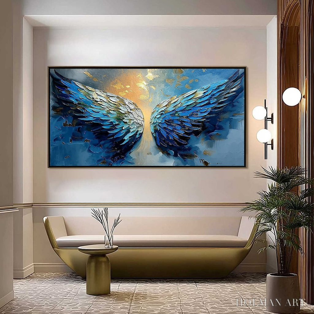 HOLMAN ART Celestial Ascension – Textured Abstract Angel Wings Painting with Gold Leaf - image 2