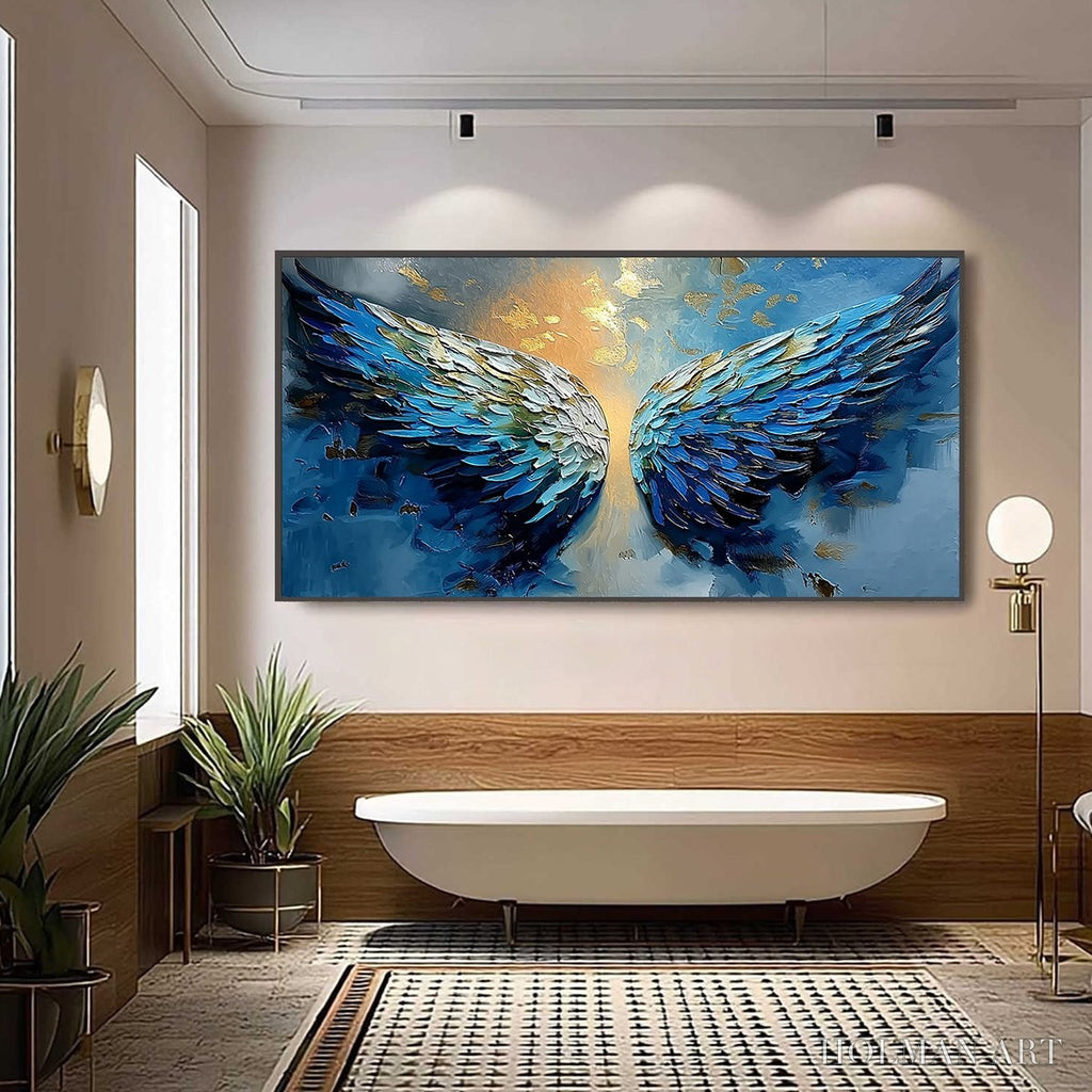 HOLMAN ART Celestial Ascension – Textured Abstract Angel Wings Painting with Gold Leaf - image 6