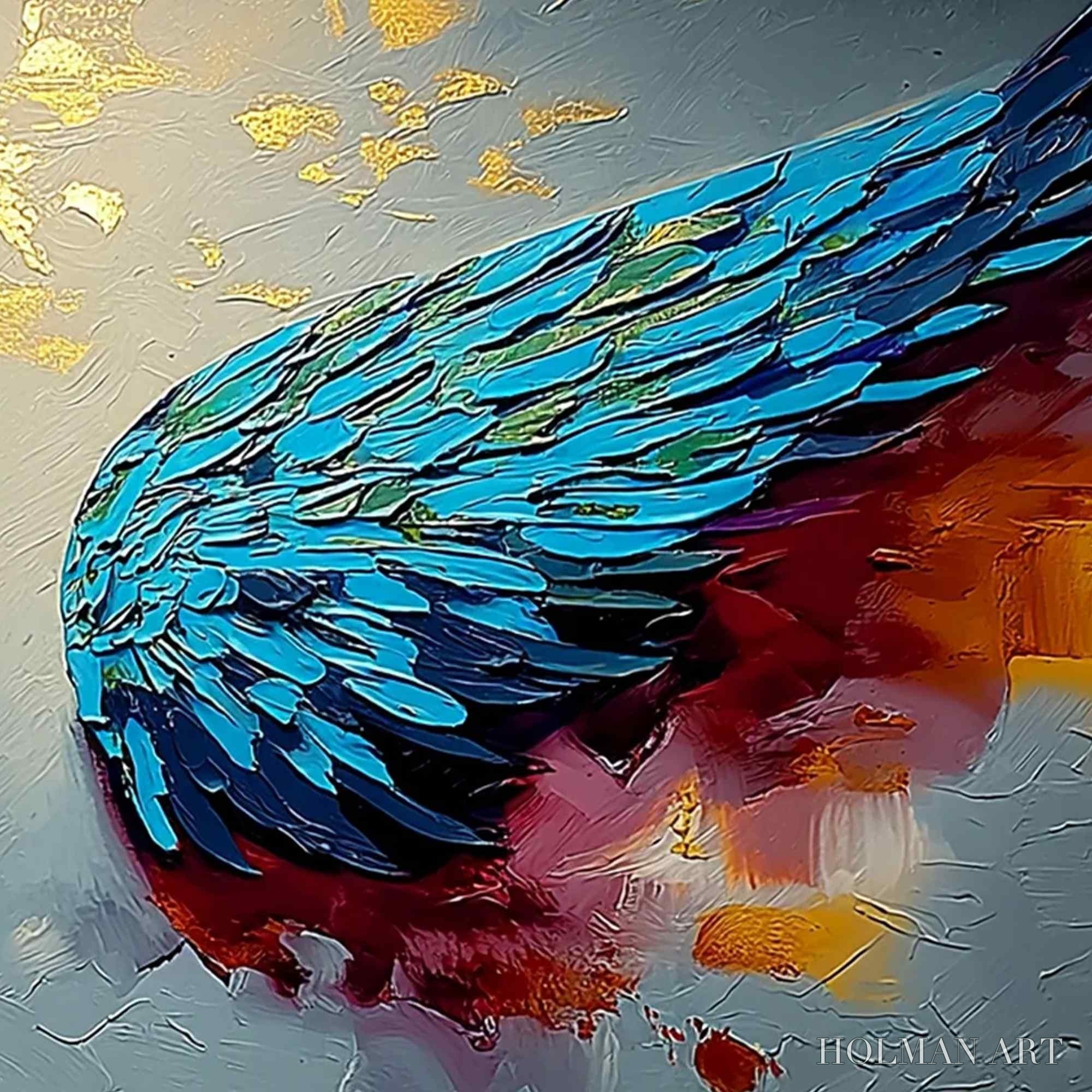 HOLMAN ART Celestial Ascent – Abstract Angel Wings Impasto Oil Painting with Gold Leaf - image 5