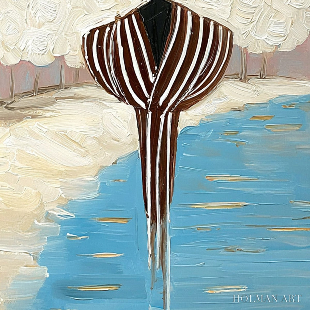 HOLMAN ART Serene Reflection – Textured Figurative Painting of a Person by the Water - image 5