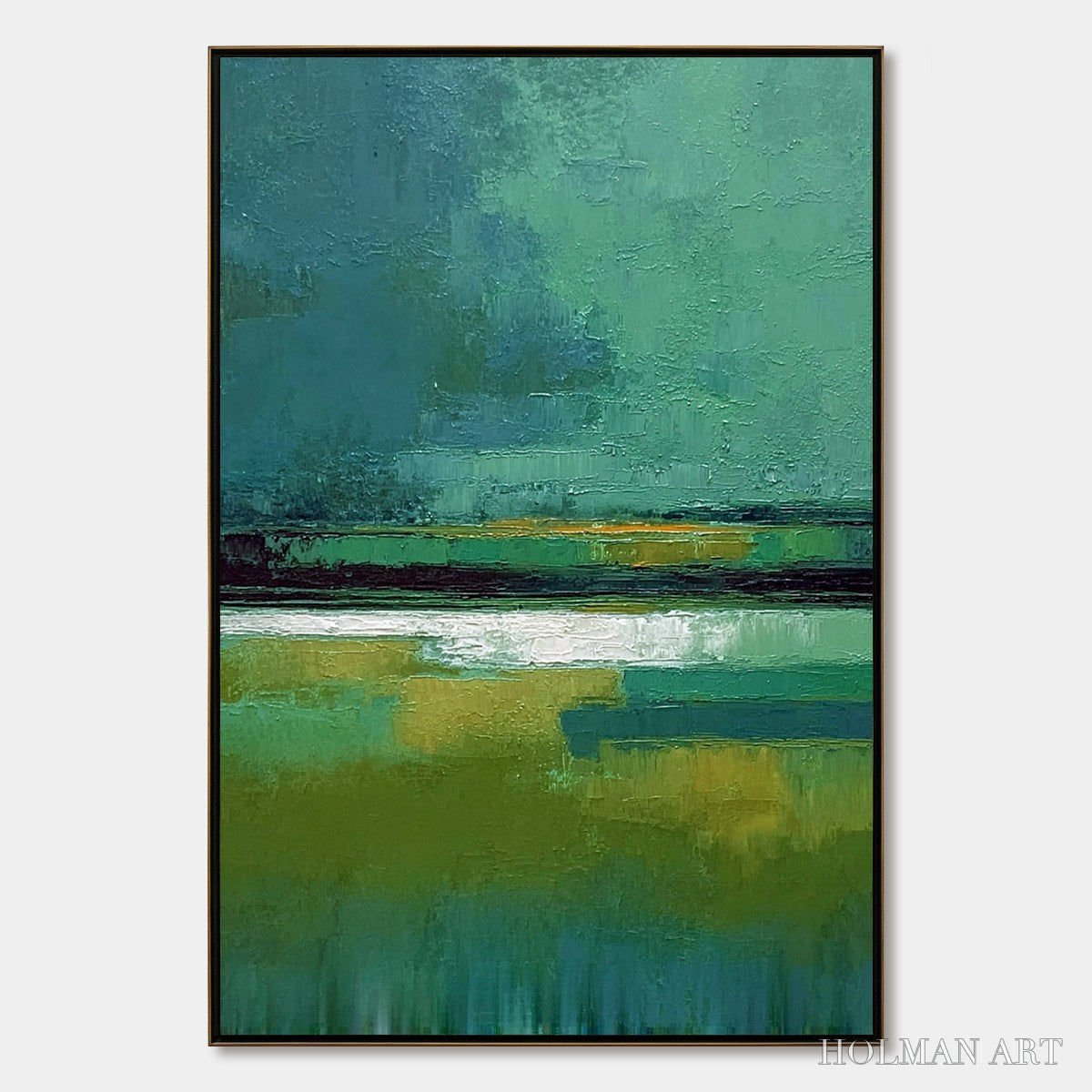 HOLMAN ART Verdant Horizon – Textured Wabi Sabi Abstract Landscape Painting - image 1