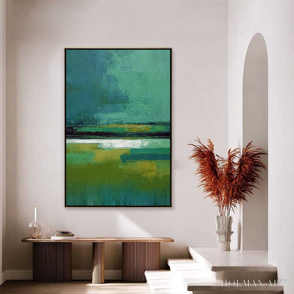 HOLMAN ART Verdant Horizon – Textured Wabi Sabi Abstract Landscape Painting - image 4