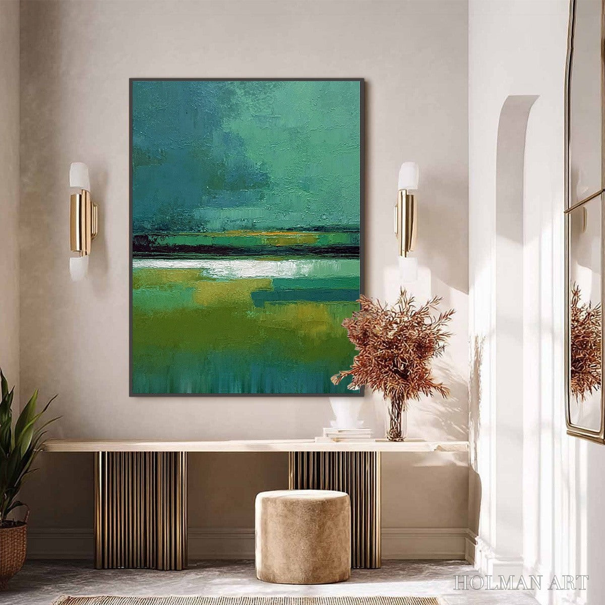 HOLMAN ART Verdant Horizon – Textured Wabi Sabi Abstract Landscape Painting - image 6