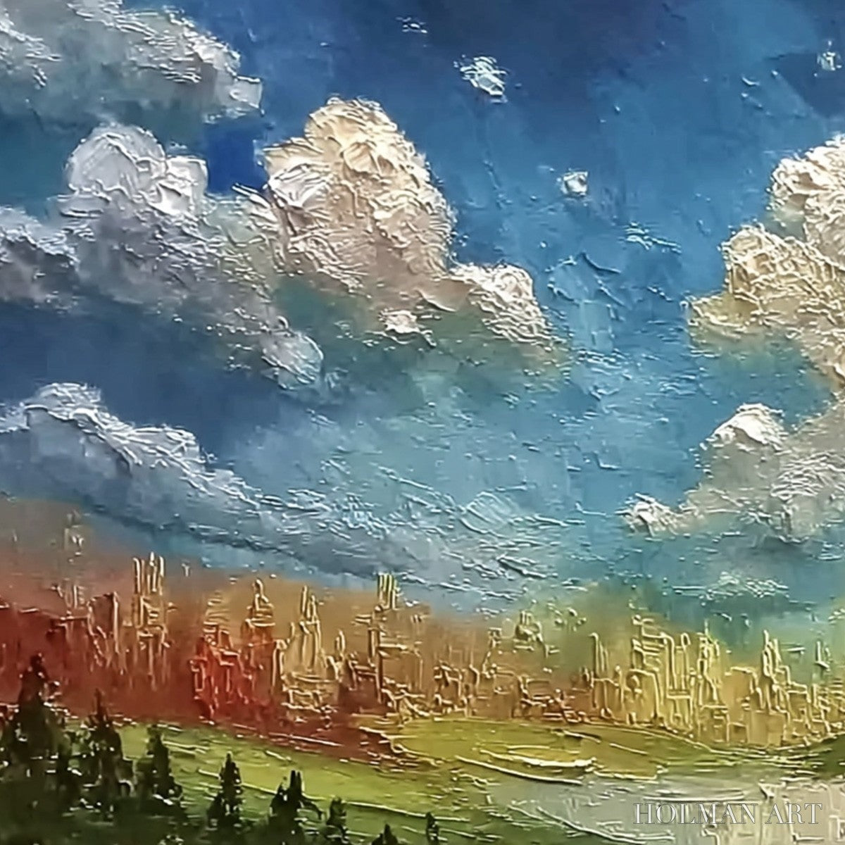 HOLMAN ART Chromatic Horizon – Large Textured Abstract Cityscape Landscape Painting - image 3