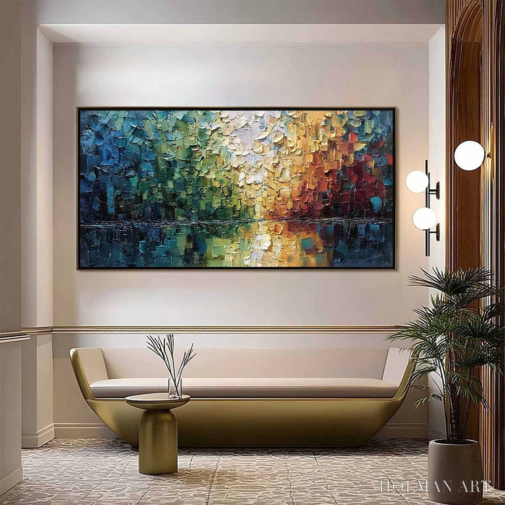 HOLMAN ART Aurora'S Reflection – Heavily Textured Abstract Impasto Landscape Painting - image 2