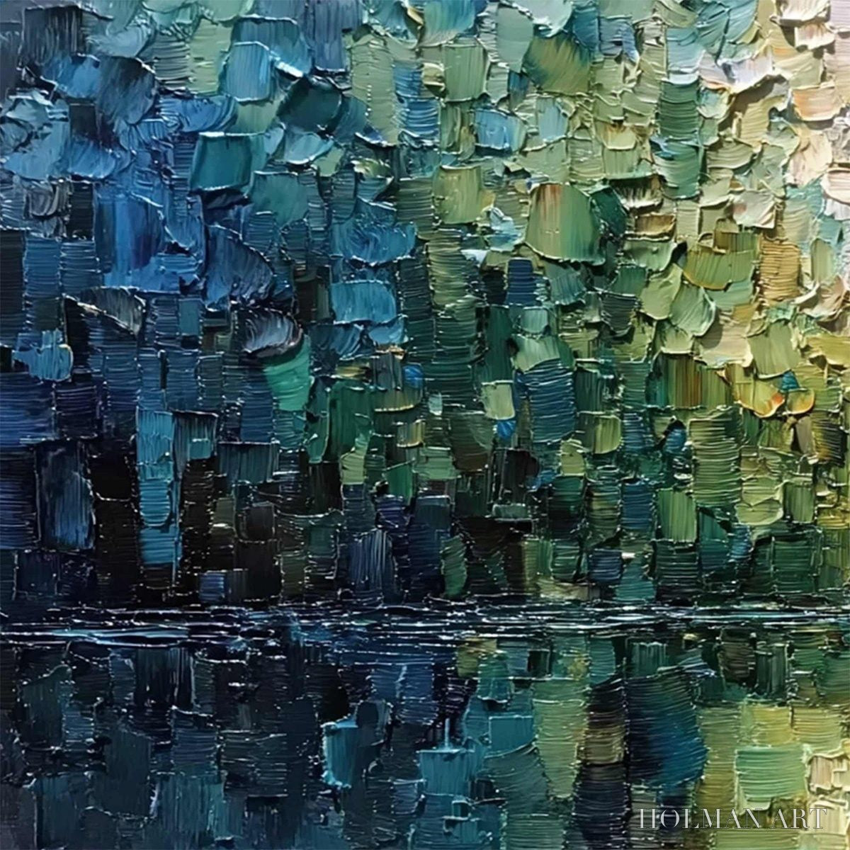 HOLMAN ART Aurora'S Reflection – Heavily Textured Abstract Impasto Landscape Painting - image 3