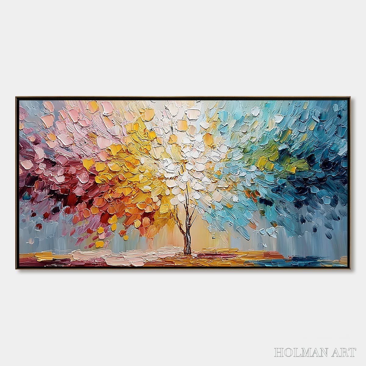 HOLMAN ART Spectrum of Life – Colorful Abstract Tree Impasto Palette Knife Painting - image 1