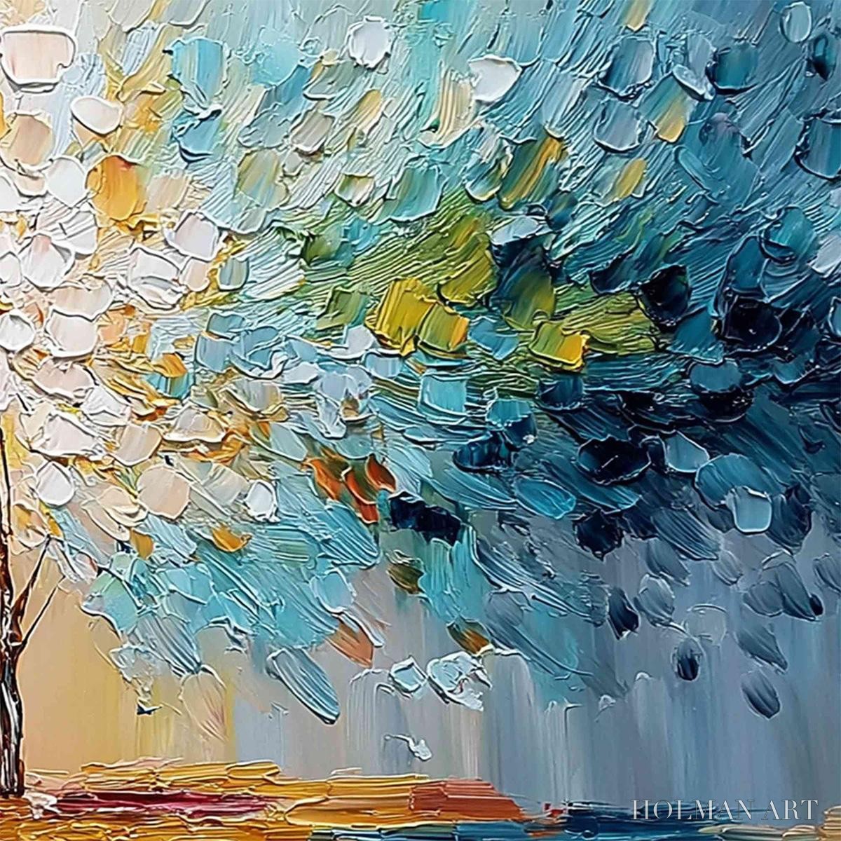 HOLMAN ART Spectrum of Life – Colorful Abstract Tree Impasto Palette Knife Painting - image 5
