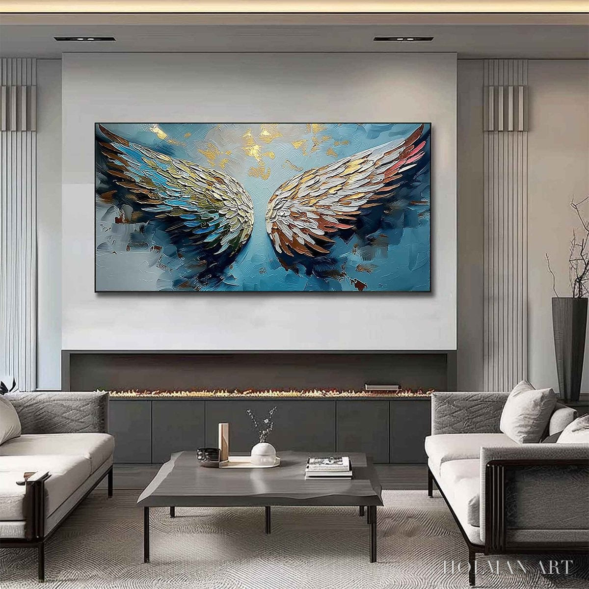 HOLMAN ART Ascension Abstract Angel Wings Textured Oil Painting On Canvas - image 2