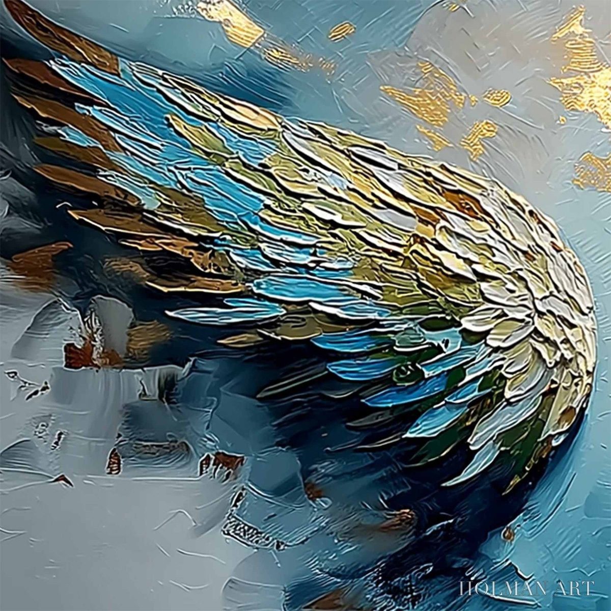 HOLMAN ART Ascension Abstract Angel Wings Textured Oil Painting On Canvas - image 3