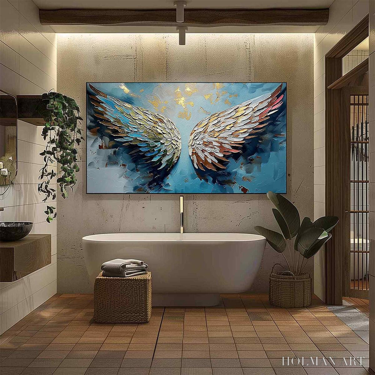 HOLMAN ART Ascension Abstract Angel Wings Textured Oil Painting On Canvas - image 4