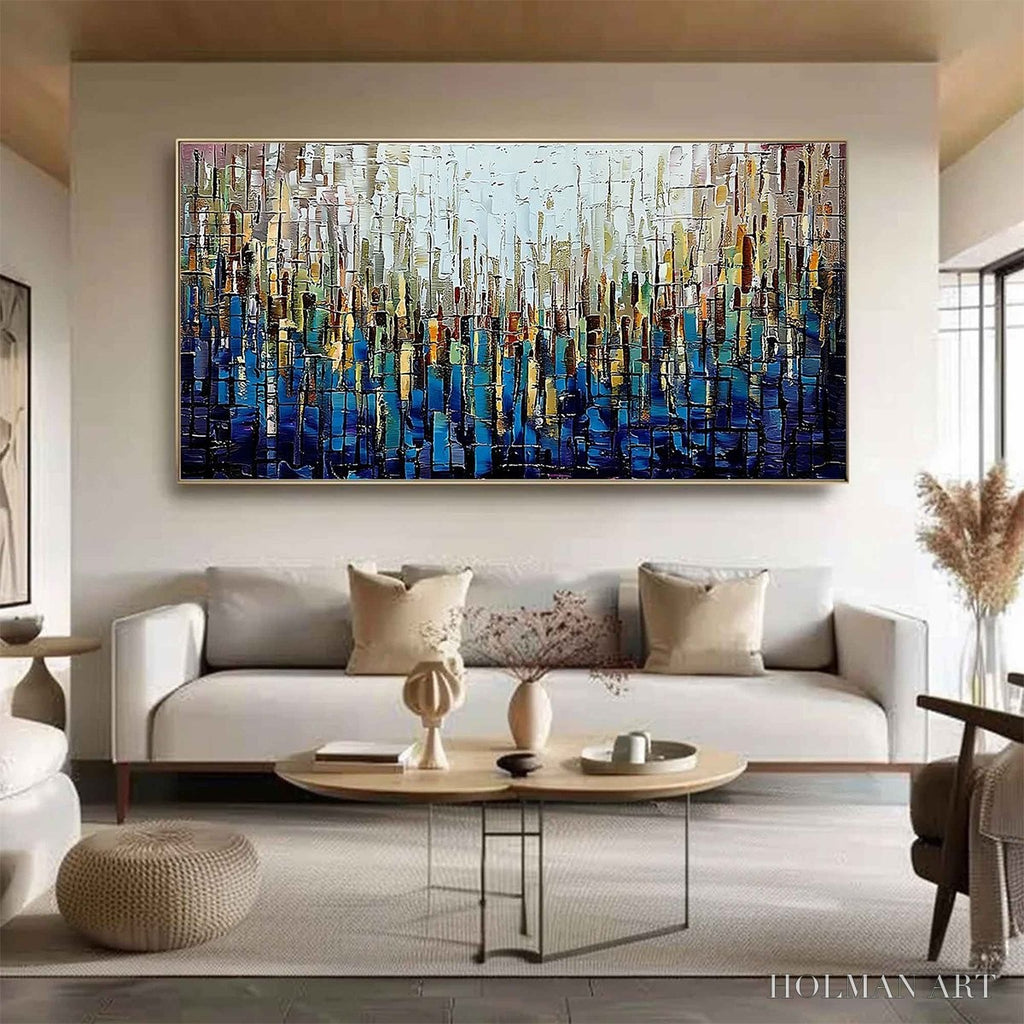 HOLMAN ART Metropolitan Gleam – Large Abstract Cityscape Palette Knife Painting - image 2