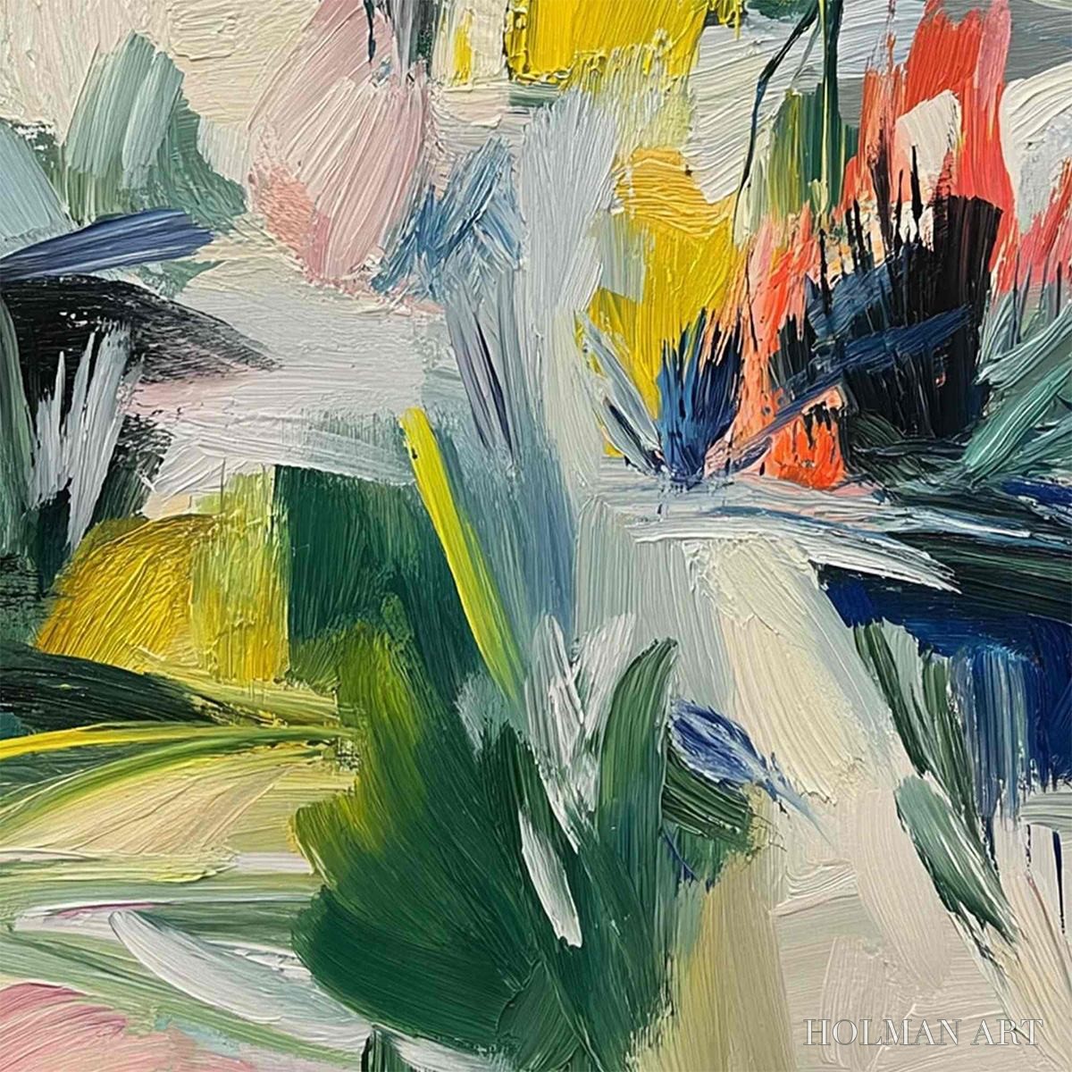 HOLMAN ART Verdant Rhythm – Vibrant Abstract Landscape Oil Painting with Textured Brushstrokes - image 5