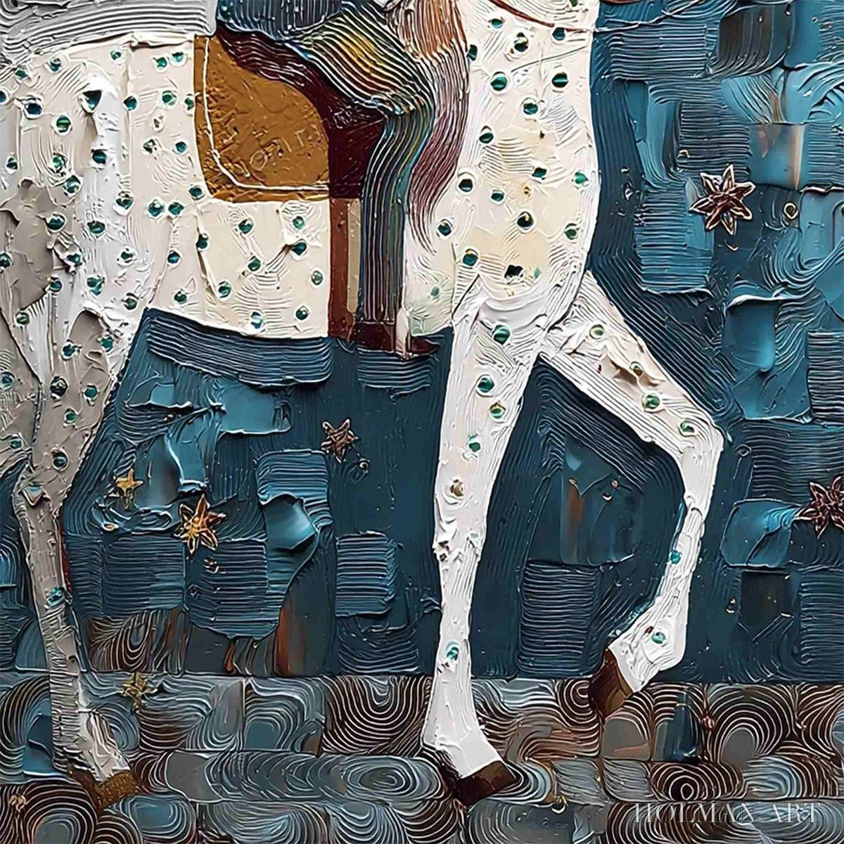 HOLMAN ART Moonlit Odyssey – Textured Figurative Painting of a Man on Horseback - image 5