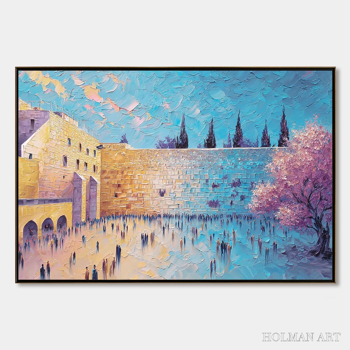 HOLMAN ART Eternal Prayer – Textured Impasto Painting of Jerusalem's Western Wall - image 1