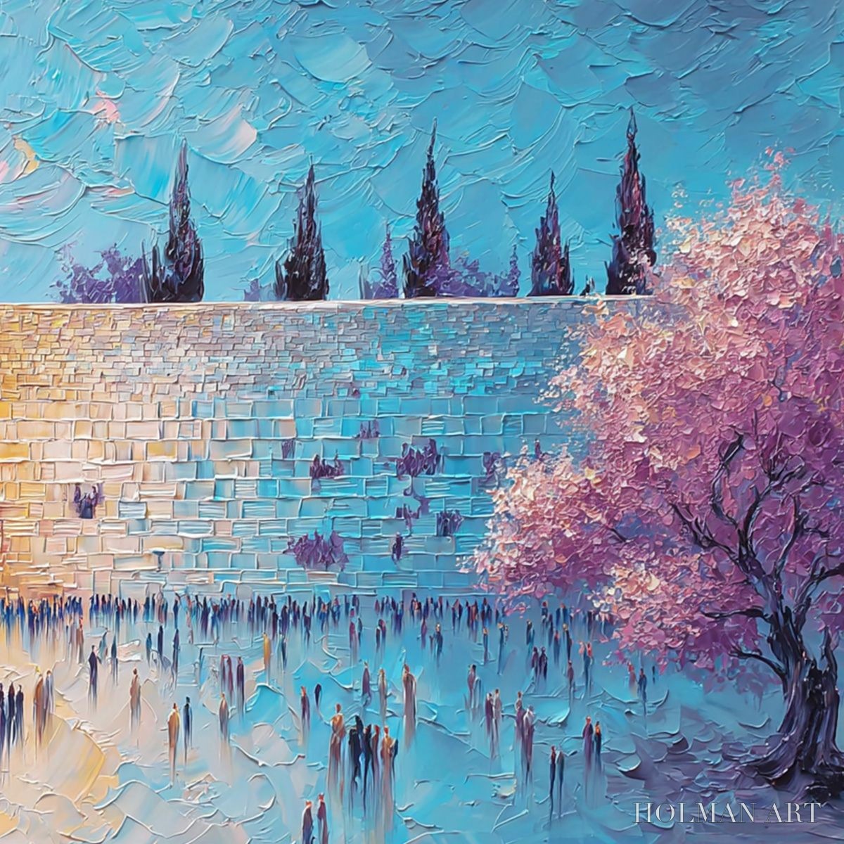 HOLMAN ART Eternal Prayer – Textured Impasto Painting of Jerusalem's Western Wall - image 3