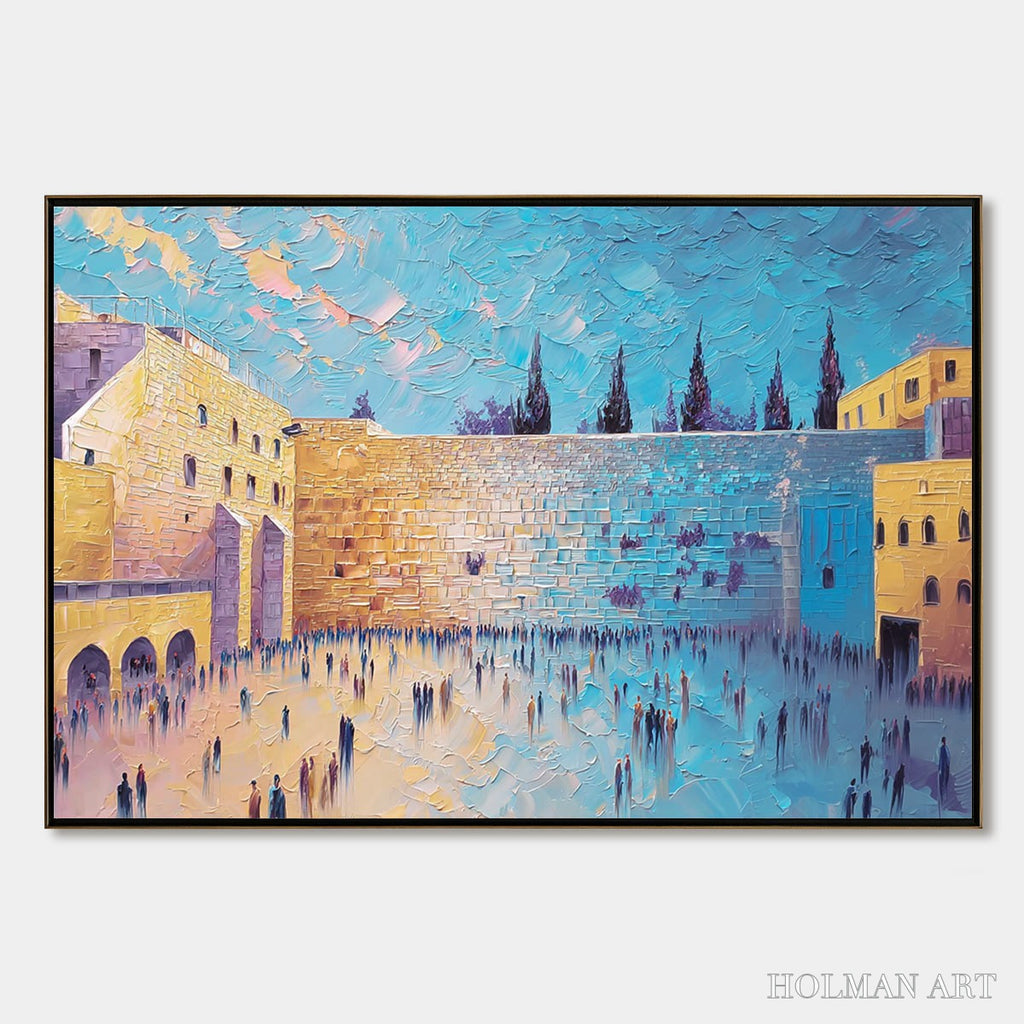 HOLMAN ART Prayer'S Echo – Heavily Textured Impasto Painting of Jerusalem's Western Wall - image 1