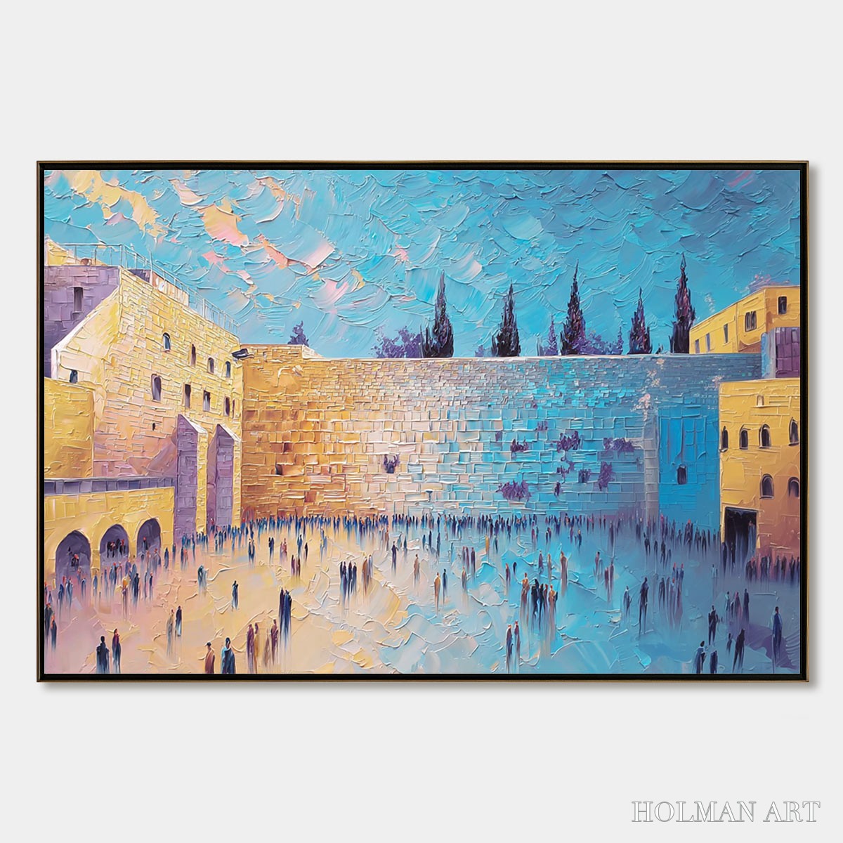 HOLMAN ART Prayer'S Echo – Heavily Textured Impasto Painting of Jerusalem's Western Wall - image 1