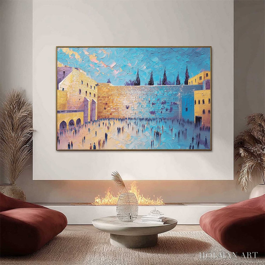 HOLMAN ART Prayer'S Echo – Heavily Textured Impasto Painting of Jerusalem's Western Wall - image 2