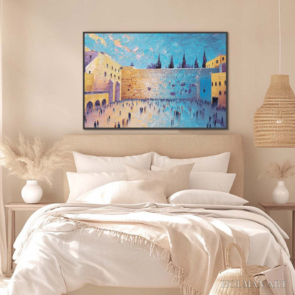 HOLMAN ART Prayer'S Echo – Heavily Textured Impasto Painting of Jerusalem's Western Wall - image 4