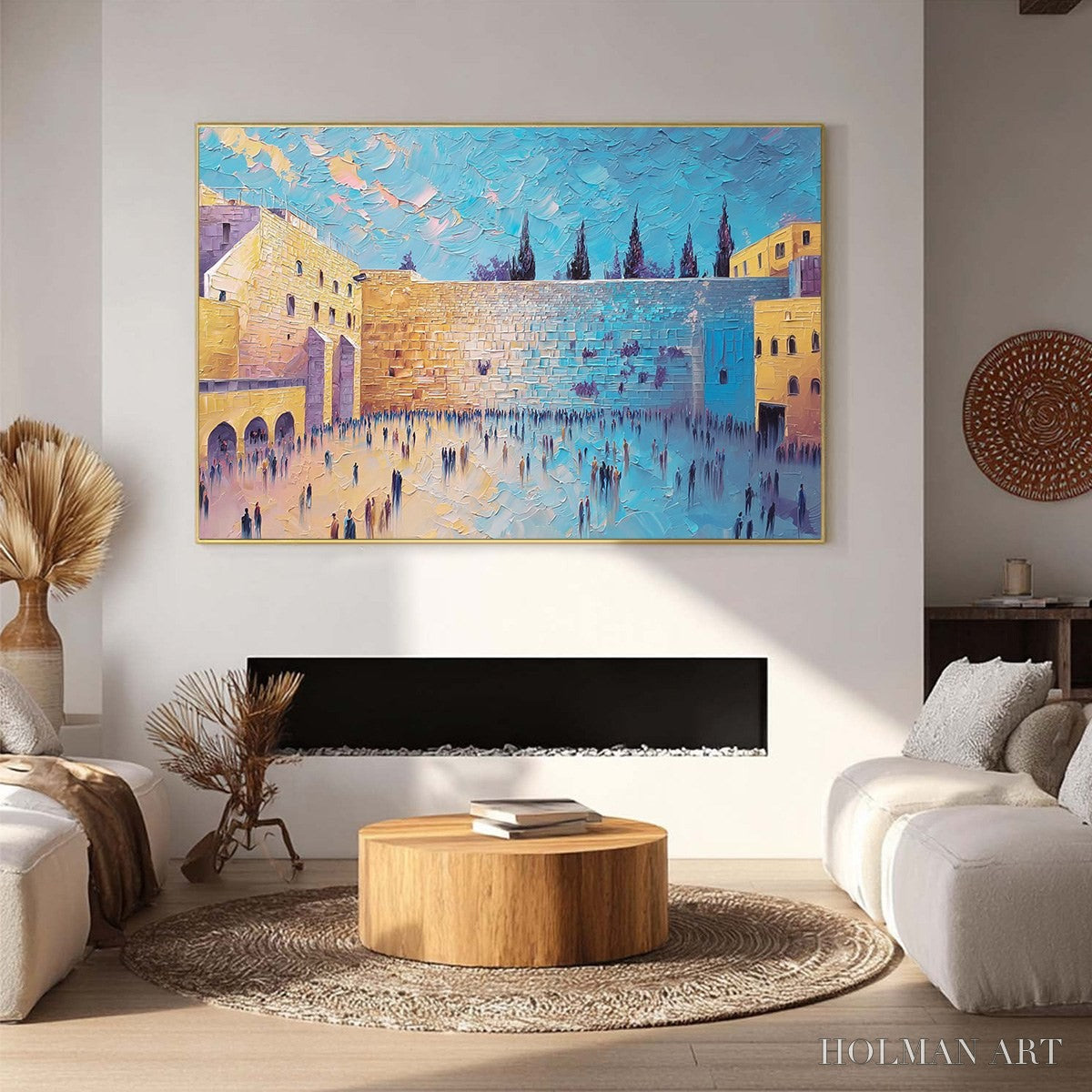 HOLMAN ART Prayer'S Echo – Heavily Textured Impasto Painting of Jerusalem's Western Wall - image 6