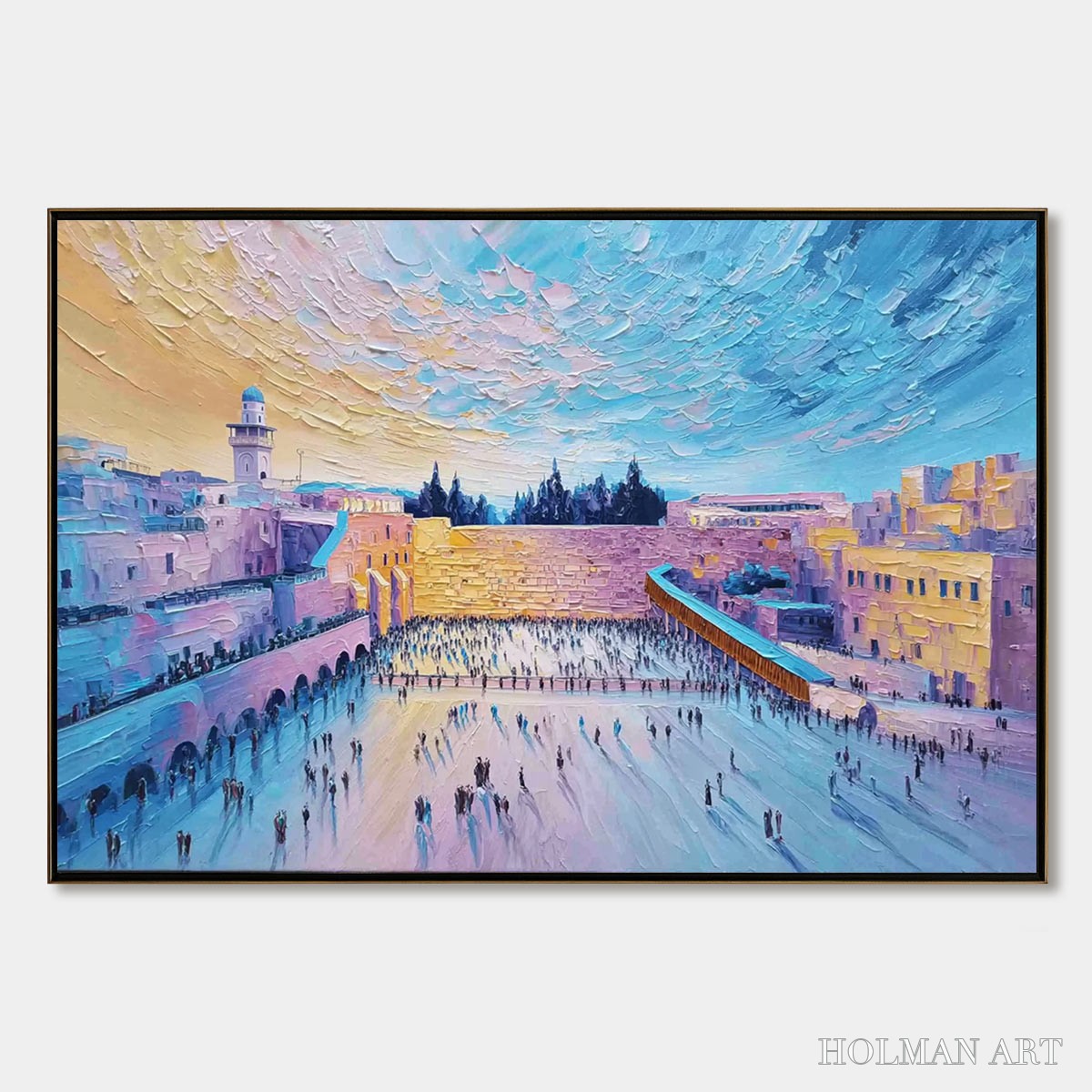 HOLMAN ART Western Wall'S Embrace – Heavily Textured Impasto Jerusalem Cityscape Painting - image 1
