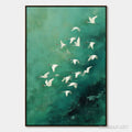 HOLMAN ART Celestial Journey | Green Crane Abstract Vertical Oil Painting - image 1