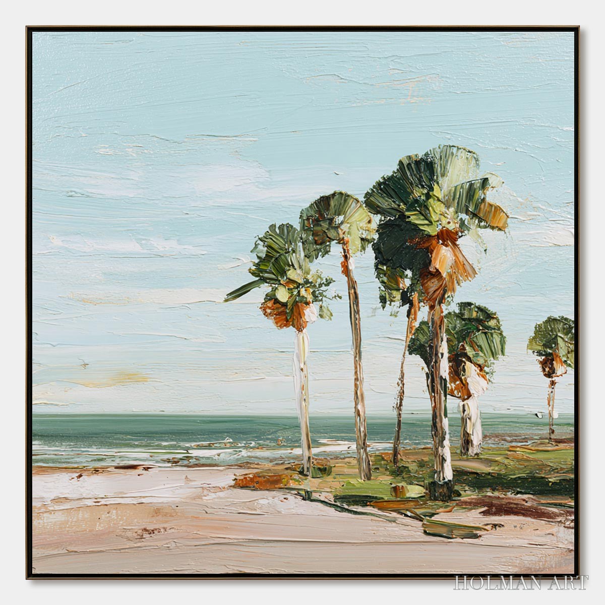 HOLMAN ART Coastal Textures – Impasto Palette Knife Palm Tree Painting - image 1