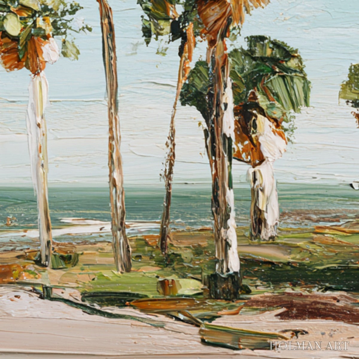 HOLMAN ART Coastal Textures – Impasto Palette Knife Palm Tree Painting - image 3