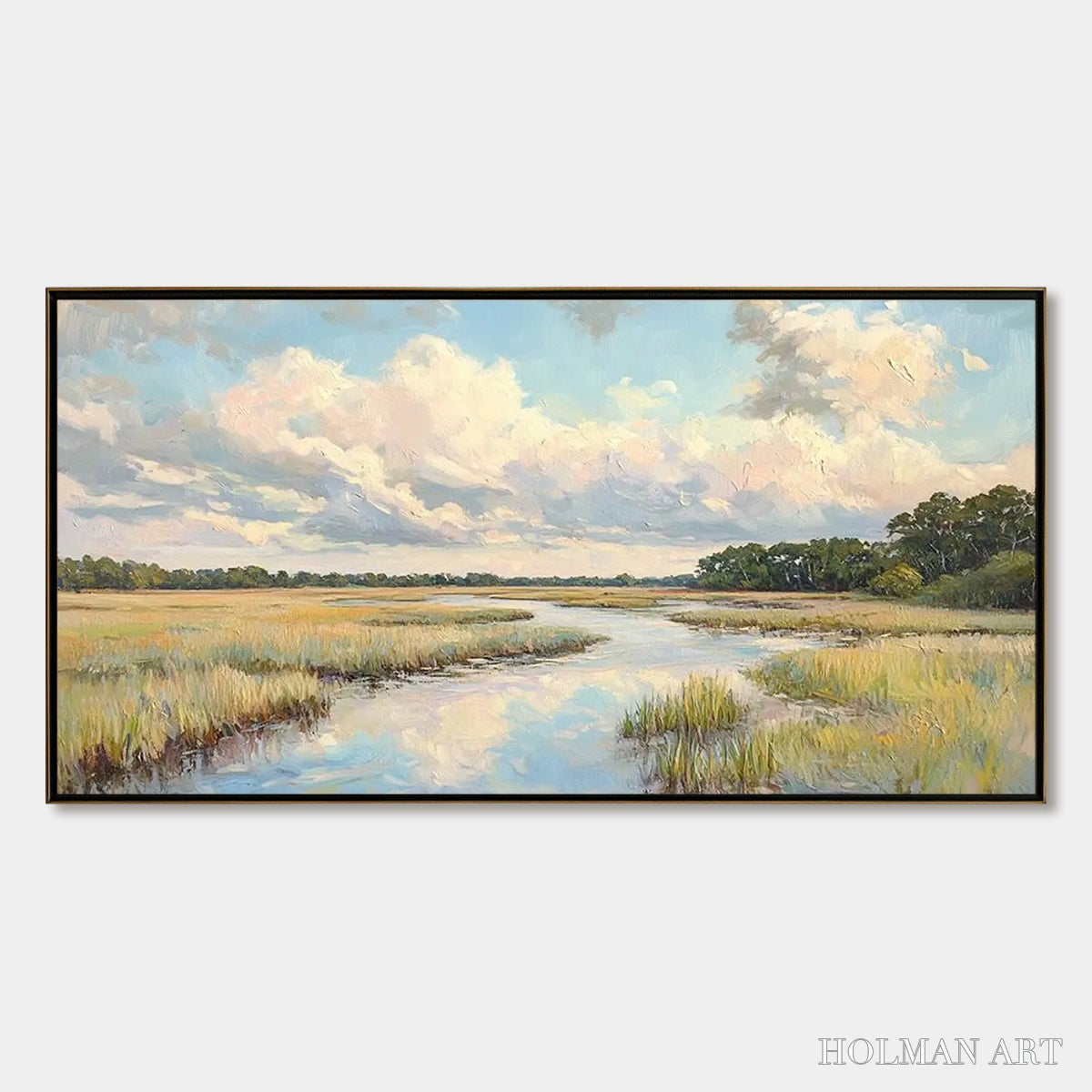 HOLMAN ART Cloudbreak Marsh – Serene River Marsh Landscape Painting - image 1