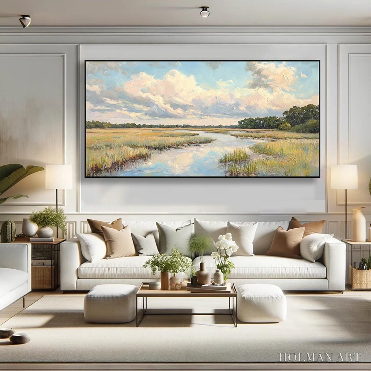 HOLMAN ART Cloudbreak Marsh – Serene River Marsh Landscape Painting - image 2