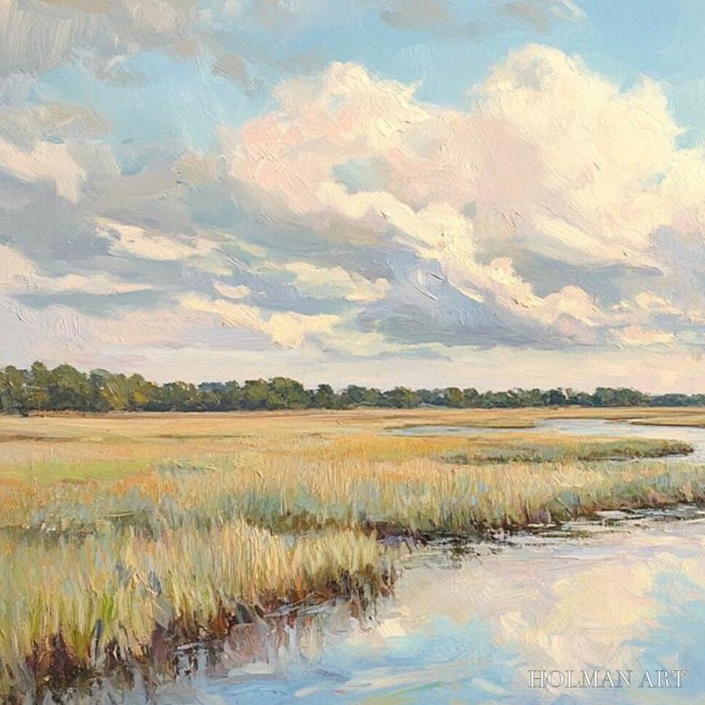 HOLMAN ART Cloudbreak Marsh – Serene River Marsh Landscape Painting - image 3