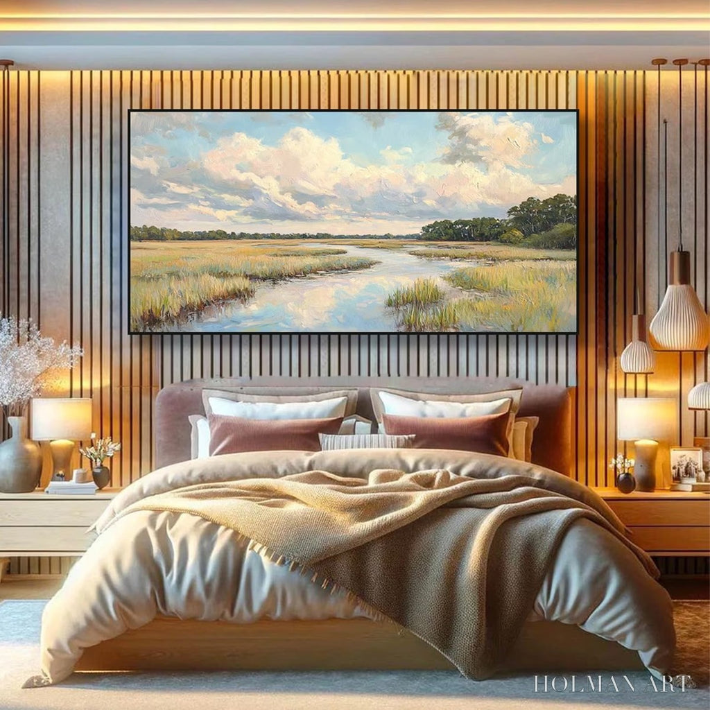 HOLMAN ART Cloudbreak Marsh – Serene River Marsh Landscape Painting - image 4