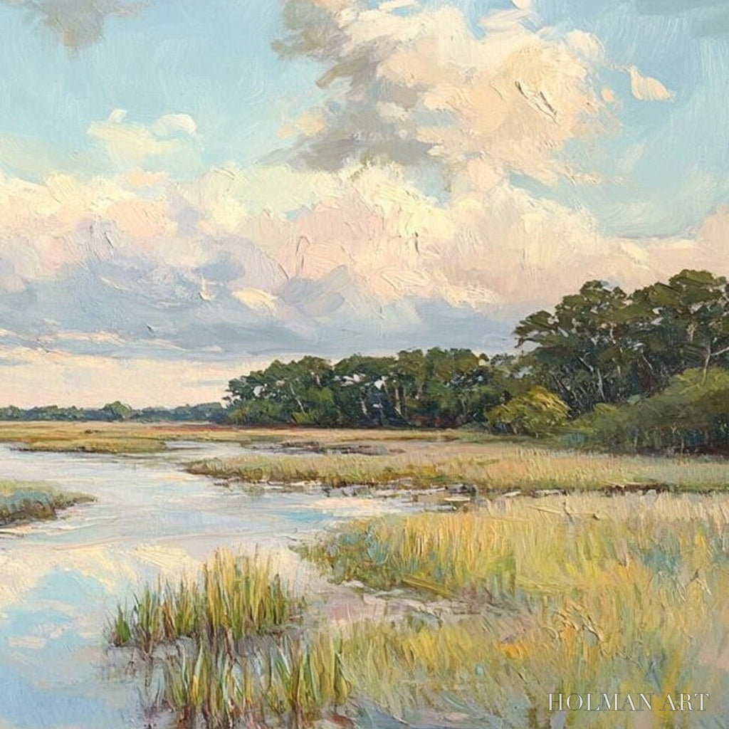 HOLMAN ART Cloudbreak Marsh – Serene River Marsh Landscape Painting - image 5
