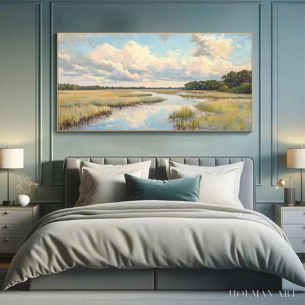 HOLMAN ART Cloudbreak Marsh – Serene River Marsh Landscape Painting - image 6