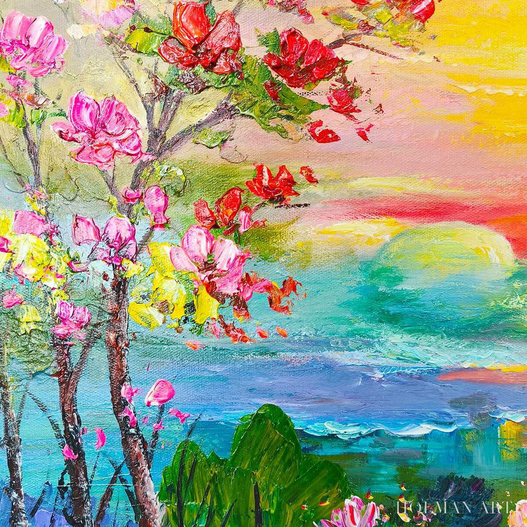 HOLMAN ART Ready to Ship | Watercolor Sunset | 20''X40'' | 50x100cm | Frameless - image 2