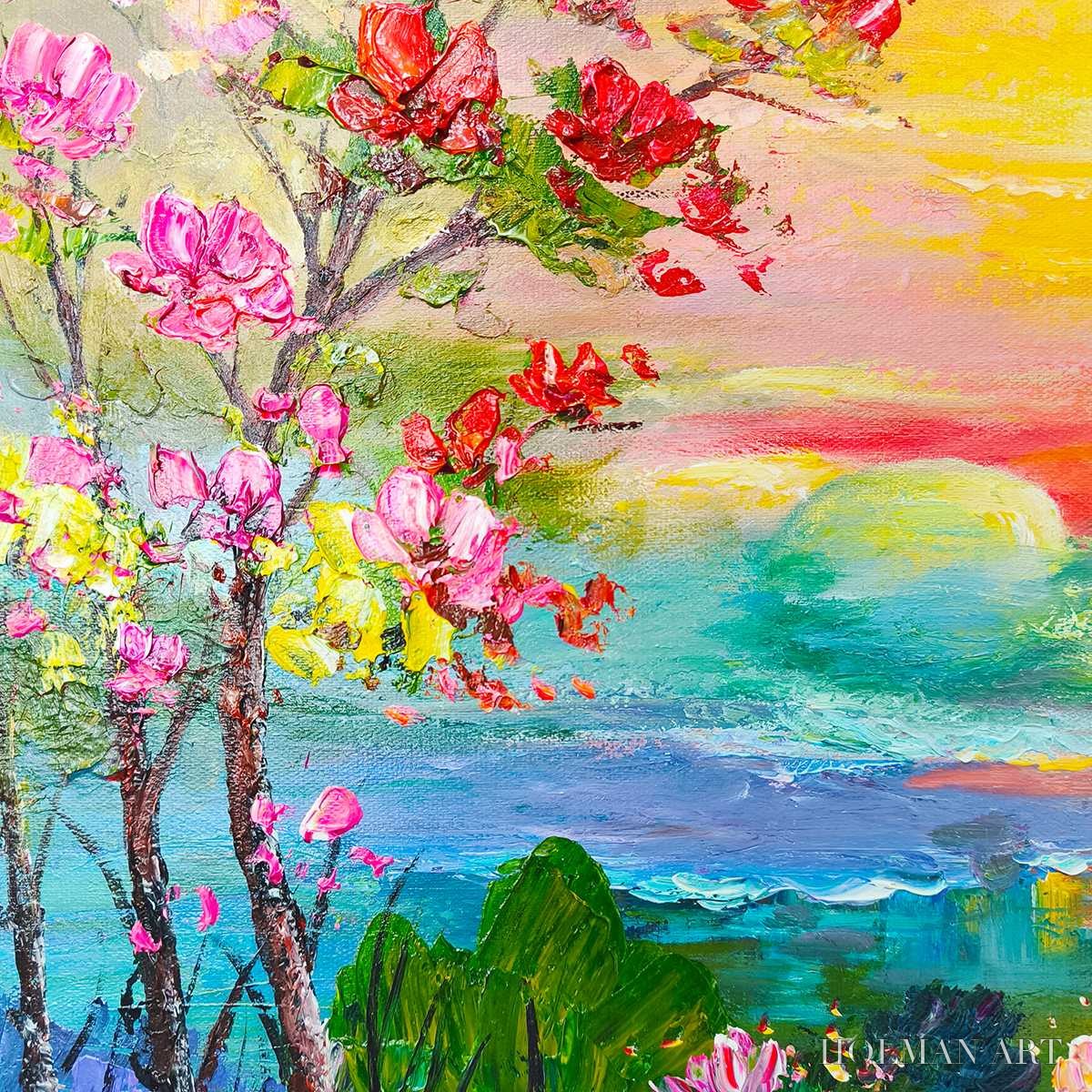 HOLMAN ART Ready to Ship | Watercolor Sunset | 20''X40'' | 50x100cm | Frameless - image 2