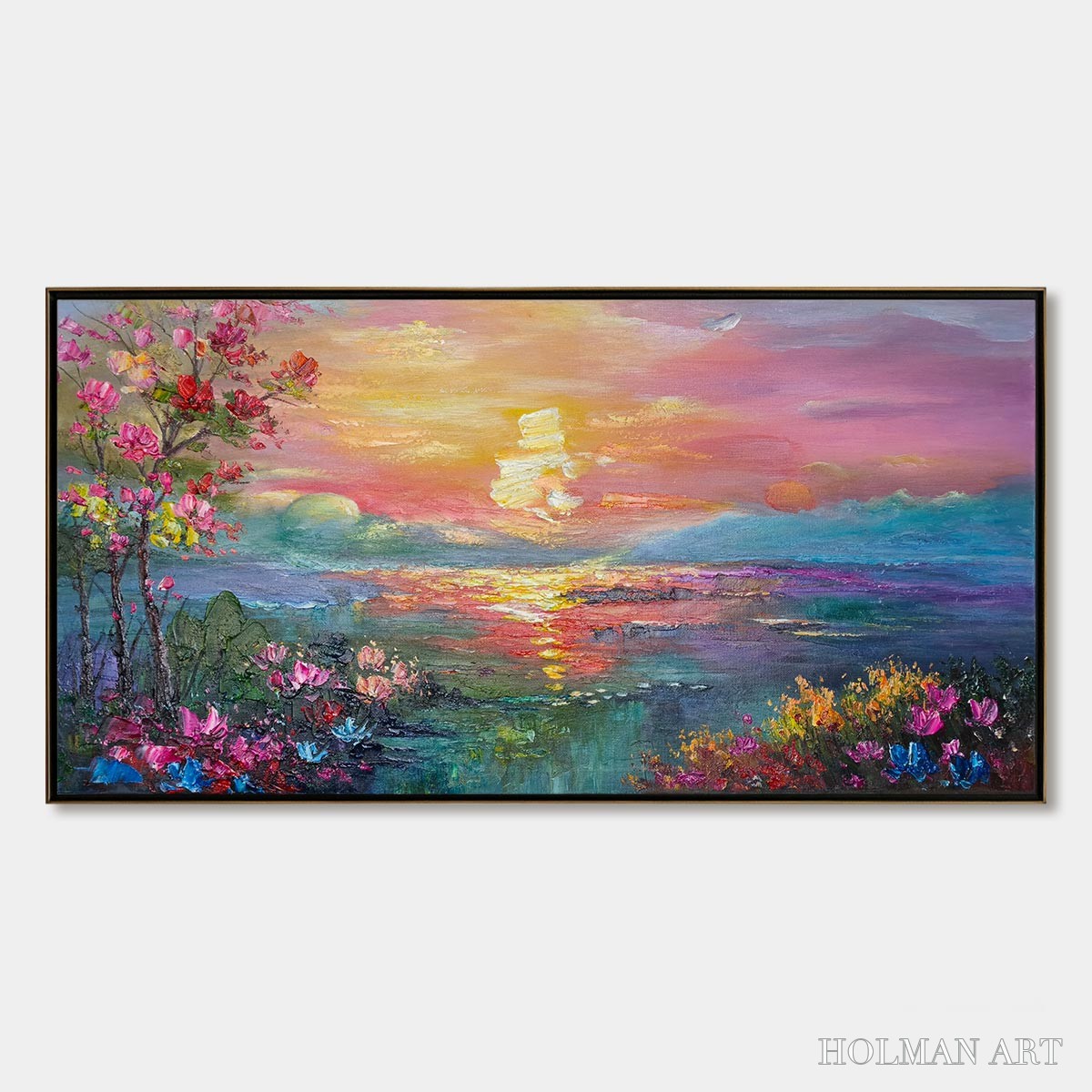 HOLMAN ART Ready to Ship | Watercolor Sunset | 20''X40'' | 50x100cm | Frameless - image 3