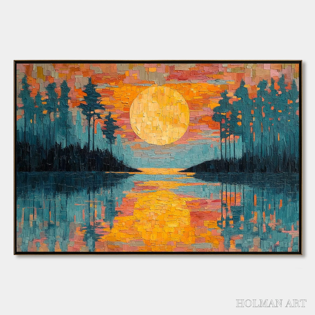 HOLMAN ART Harvest Moon – Textured Impasto Landscape Oil Painting - image 1